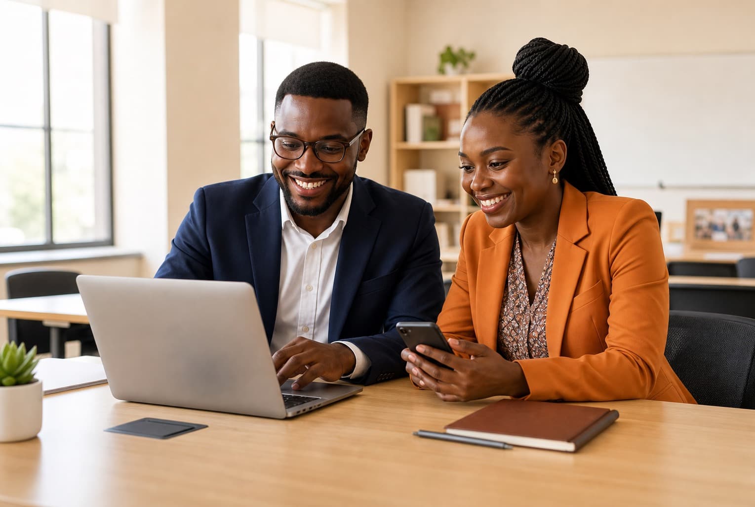 African education professionals using Achieva on a laptop